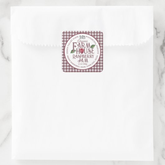 Organische veearts Raspberry Jam Red Gingham Label (Tas)