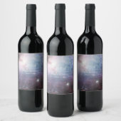 Organische violette sterren op nebula EDITABLE Wijn Etiket (Flessen)