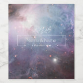 Organische violette sterren op nebula EDITABLE Wijn Etiket (Enkel label)