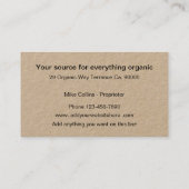 Organische voedselbron visitekaartje (Achterkant)