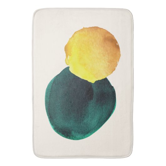 Organische vorm Abstracte Waterverf Geel Groen Badmat (Voorkant Verticaal)