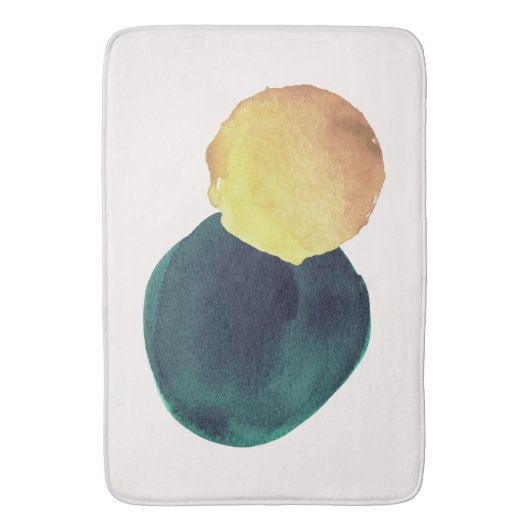 Organische vorm Abstracte Waterverf Geel Groen Badmat (Voorkant Verticaal)