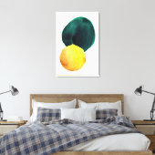 Organische vorm Abstracte Waterverf Geel Groen Canvas Afdruk (Insitu (Slaapkamer))