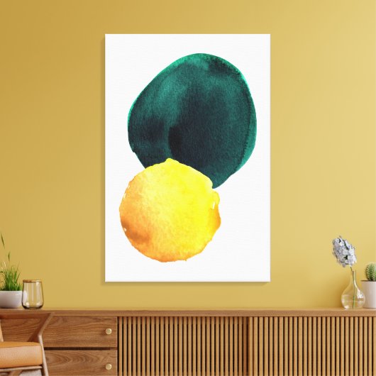 Organische vorm Abstracte Waterverf Geel Groen Canvas Afdruk (Insitu (Woonkamer))
