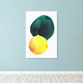 Organische vorm Abstracte Waterverf Geel Groen Canvas Afdruk (Insitu (Houten vloer))