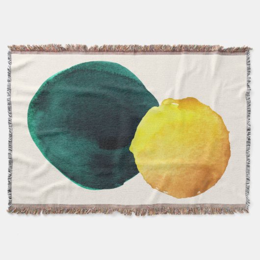 Organische vorm Abstracte Waterverf Geel Groen Deken (Voorkant)