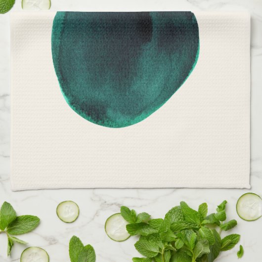 Organische vorm Abstracte Waterverf Geel Groen Theedoek (Gevouwen)