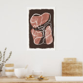Organische vorm wandkunst, aardetone abstract poster (Keuken)
