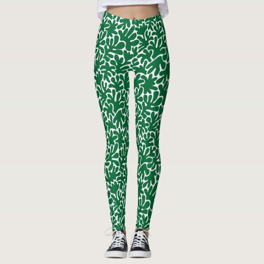 Organische vormen Abstract 240822 - Forest Green Leggings (Voorkant)