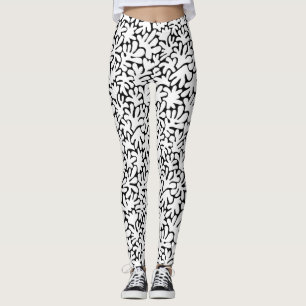 Organische vormen Abstract 240822 - wit op zwart Leggings