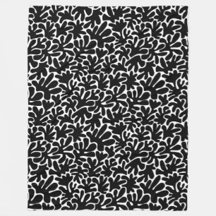 Organische vormen Abstract 240822 - zwart Fleece Deken