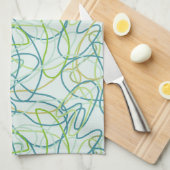 Organische vormen in Blauwgroen, goud en groen op  Theedoek (Quarter Fold)