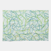 Organische vormen in Blauwgroen, goud en groen op  Theedoek (Horizontaal)