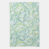 Organische vormen in Blauwgroen, goud en groen op  Theedoek (Verticaal)