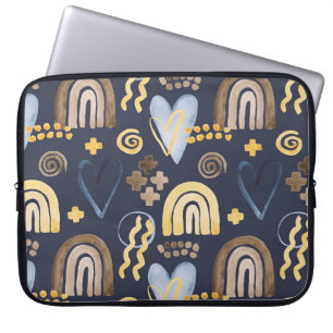 Organische vormen naïef patroon met regenboog, har laptop sleeve