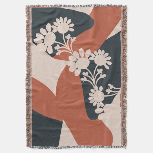 Organische vormen Warm Tones Bohemian Floral Deken (Voorkant Verticaal)