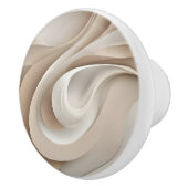 "Organische werveling" | Beige Abstracte kunst Keramische Knop (Rechts)