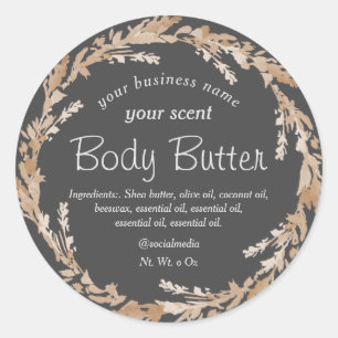 Organische wilde bloem met een spatlap op grijze l ronde sticker