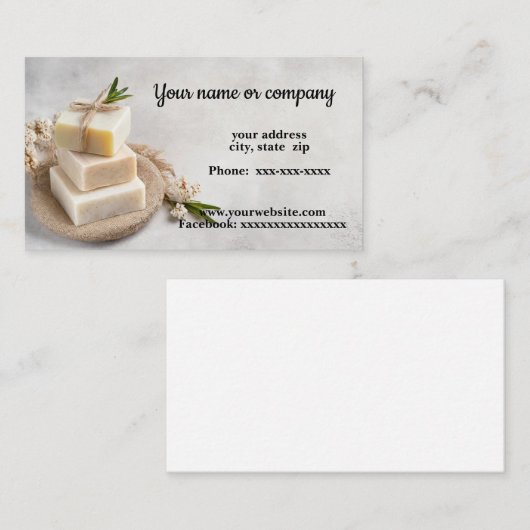 Organische zeep visitekaartje (Voorkant / Achterkant)