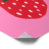 Organische zomeraardbeien rode of roze achtergrond poster (Hoek)