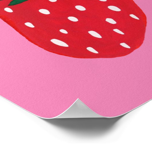 Organische zomeraardbeien rode of roze achtergrond poster (Hoek)