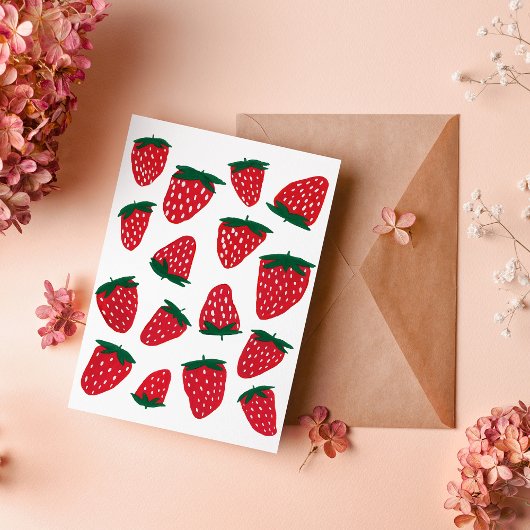 Organische zomeraardbeien - rood en groen briefkaart