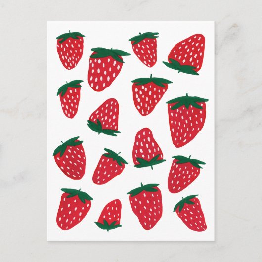 Organische zomeraardbeien - rood en groen briefkaart (Voorkant)