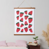 Organische zomeraardbeien - rood en groen hangend wandkleed (Slaapkamer)