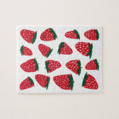 Organische zomeraardbeien - rood en groen legpuzzel (Horizontaal)