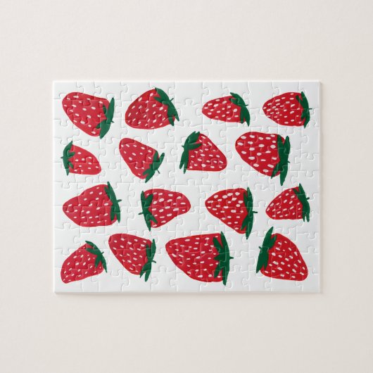 Organische zomeraardbeien - rood en groen legpuzzel (Horizontaal)