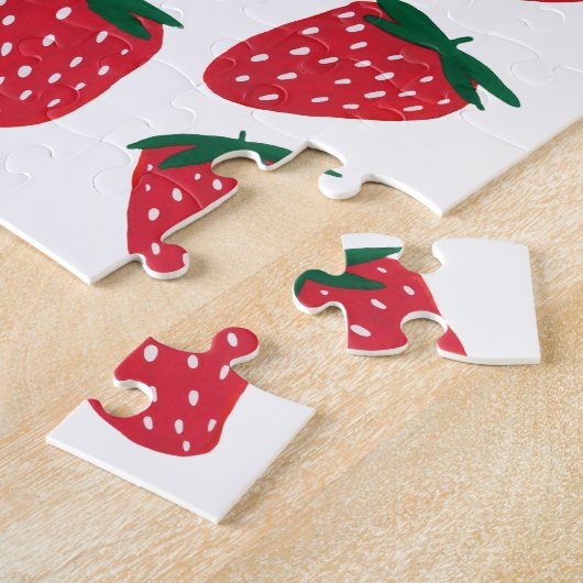 Organische zomeraardbeien - rood en groen legpuzzel (Zijkant)