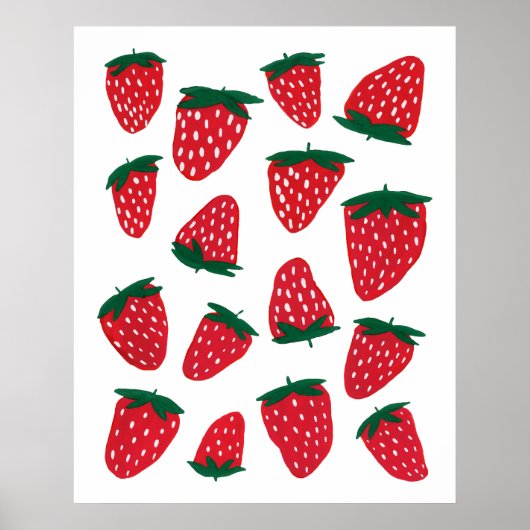 Organische zomeraardbeien - rood en groen poster (Voorkant)