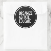 ORGANISEER AGITATE EDUCATE - - wit - Ronde Sticker (Tas)