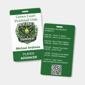Organiseer Je Eigen Pickleball Toernooi Badge (Voor- en achterkant)
