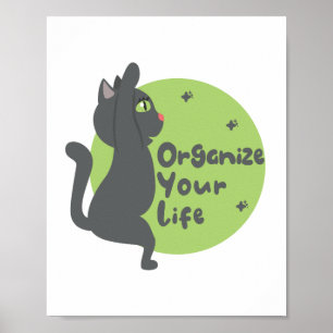 Organiseer je leven Kawaii zwarte kattenpraktijk y Poster