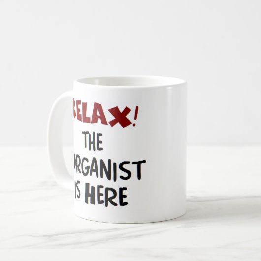 organist is hier koffie - mok (Voorkant links)