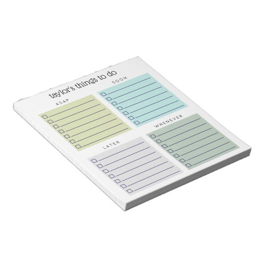 Organized Things to Do Blue Olive Gray Notitieblok (Schuin)