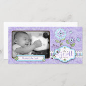 Organza Flowers Fotokaart Lav Aankondiging (Voorkant / Achterkant)