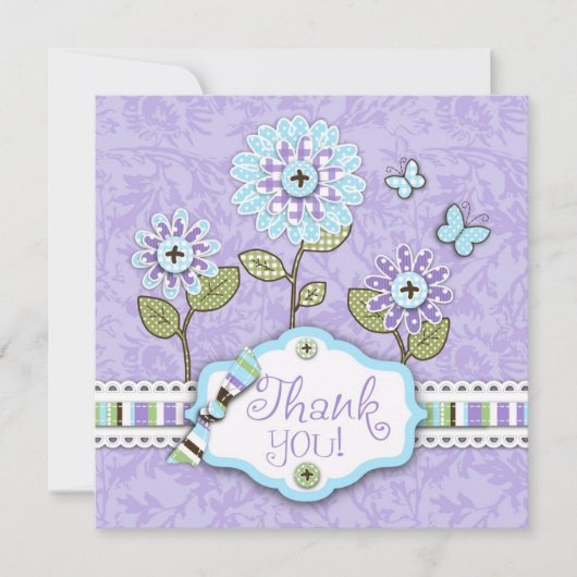 Organza Flowers TY Square Lav Bedankkaart (Voorkant)
