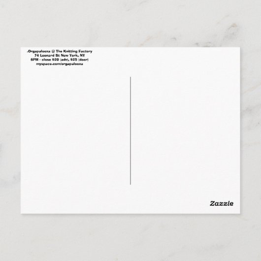 Orgapalooza - Briefkaart (Achterkant)