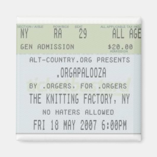 .Orgapalooza - Ticket Magnet (Voorkant)