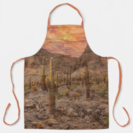 Orgelpijpcactus op houtnerf zonsondergang foto schort