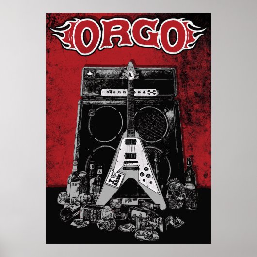 ORGO - Amp, Guitar en Booze Red Poster (Voorkant)