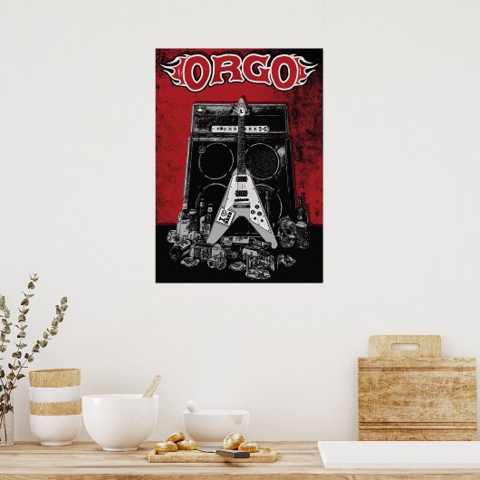 ORGO - Amp, Guitar en Booze Red Poster (Keuken)