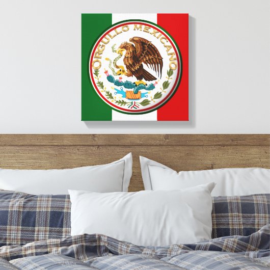 Orgullo Mexicano (Eagle van Mexicaanse vlag) Canvas Afdruk (Insitu (Slaapkamer))