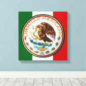 Orgullo Mexicano (Eagle van Mexicaanse vlag) Canvas Afdruk (Insitu (Houten vloer))