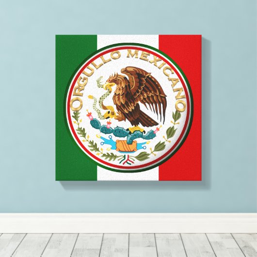 Orgullo Mexicano (Eagle van Mexicaanse vlag) Canvas Afdruk (Insitu (Houten vloer))