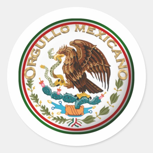 Orgullo Mexicano (Eagle van Mexicaanse vlag) Ronde Sticker (Voorkant)