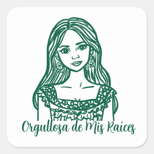 Orgullosa de Mis Raíces Mexican Line Art Vierkante Sticker (Voorkant)