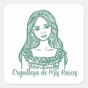 Orgullosa de Mis Raíces Mexican Line Art Vierkante Sticker